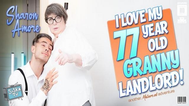 Sharon Amore - Toyboy student gets caught by his 77 year old anal loving granny landlord Sharon Amore jerking off