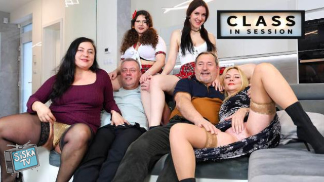 Melani Mendes, Mya Evans, Christina Santes, Rosie Smile - Teachers and students orgy Part 1