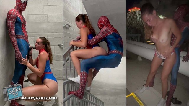 Ashley Aoky - Spiderman Outfit Cosplay Public Sextape