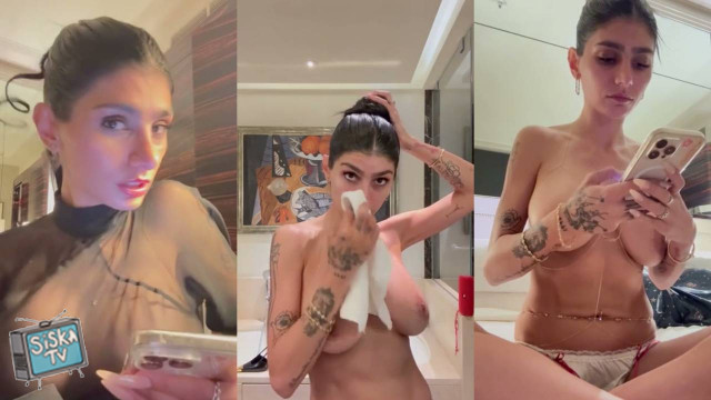 Mia Khalifa - After Party In See Through Dress And Eating Dinner Naked In Hotel Room
