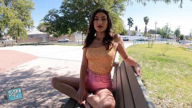 Mae Milano - Mae Milano Flashes Pussy In Coffee Shop Then Fucks On Camera - BangRealTeens