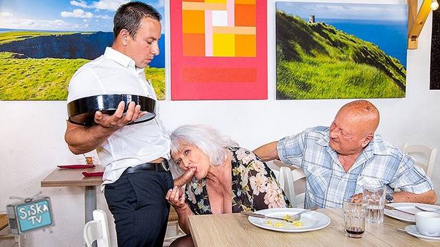 Judy - Hey, waiter! A coffee for me and a firm cock for my mature wife! E15